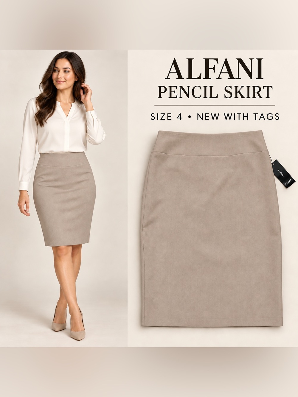 NWT Alfani Taupe Pencil Skirt Size 4
Skirt — Sleek Office Staple